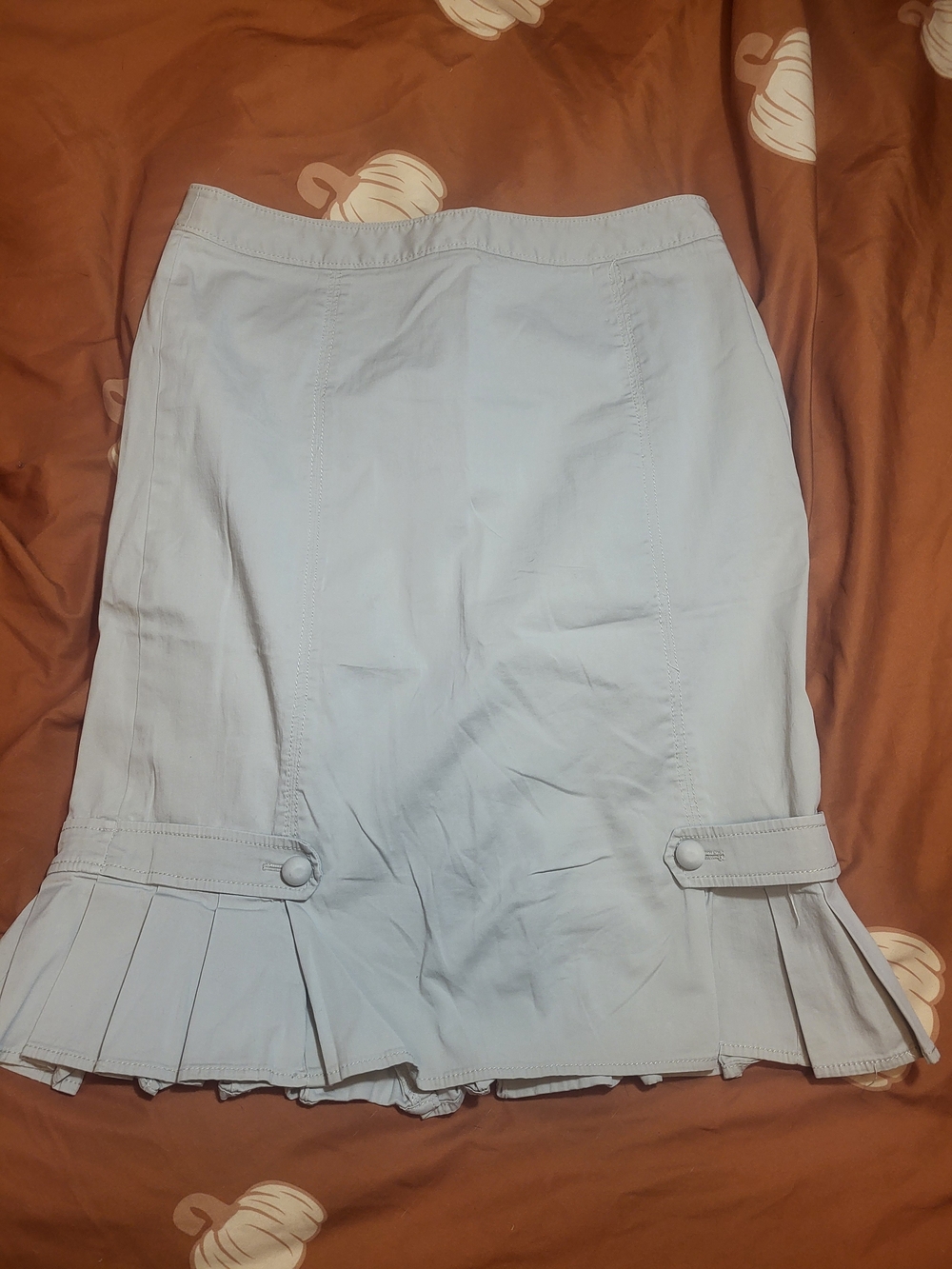 Ann Taylor Light A-Line Skirt with Pleated Hem and Tab Details